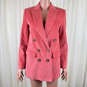 J. Crew Nalya Double Breasted Corduroy Blazer Sz 0 Coral Orange Career BA487
